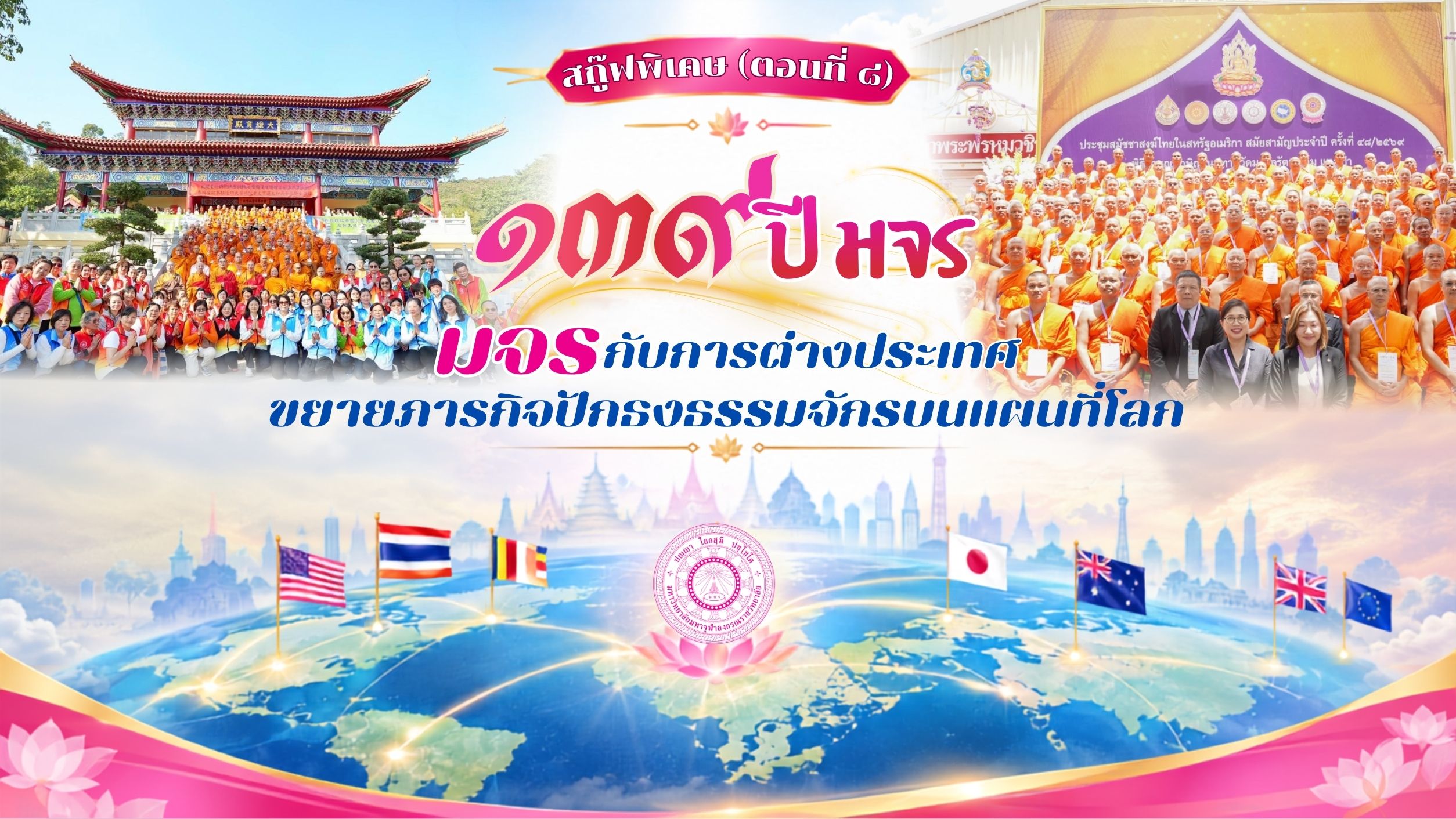 (สกู๊ฟพิเศษ) ๑๓๙ ปี มจร: จากรากเหง้าแห่งปัญญา สู่สถาบันการศึกษาพระพุทธศาสนานานาชาติ (ตอนที่ ๘) ๑๓๙ ปี มจร: มจร กับการต่างประเทศขยายภารกิจปักธงธรรมจักรบนแผนที่...